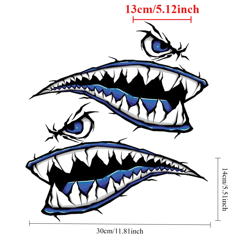 2PCS Shark Teeth Mouth Boat St - Fishing Boat Trailer recension och pris